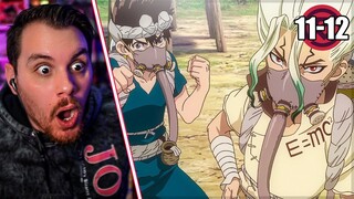 TEAM WORK || Dr. Stone Episode 11 and 12 REACTION + REVIEW