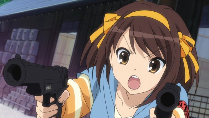 Suzumiya Haruhi breaks into the scene of the insect extermination and sun shooting