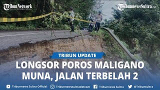 Longsor hingga Aspal Jalan Terbelah 2 di Poros Maligano Muna Sulawesi Tenggara Seiring Hujan Deras