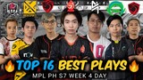 🔥TOP 16 BEST PLAYS IN MPL PH S7 WEEK 4 DAY 1 (Killuash Maniac)