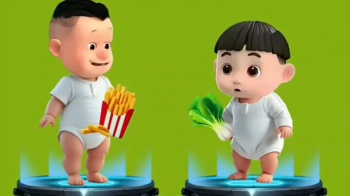 Xiaobao mentraktir bayi tomat untuk makan kentang goreng!