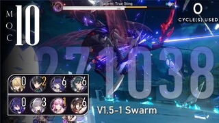 【 MoC 10 - 0C 】E0 Seele 0 Cycles ~1M HP True Sting (v1.5-1 Swarm) | Memory of Chaos