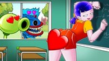 Plants vs Zombies 어몽어스 오징어 게임 Squidgame Doll Teacher and Peashoter COMPILATION