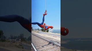 GTA V: FRANKLIN SAVING SPIDER MAN FROM THOMAS THE TRAIN #shorts