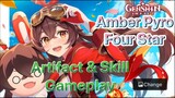 Genshin Impact Indonesia - Pembahasan Amber Pyro Four Star mengenai Artifact dan Skill + Gameplay