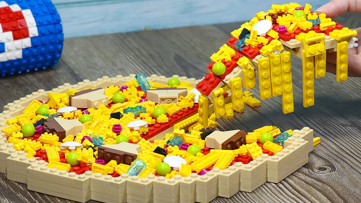 Lego Food การกิน LEGO PIZZA เป็นไปได้อย่างไร หยุดการเคลื่อนไหวการทำอาหาร ASMR ที่น่าพอใจ
