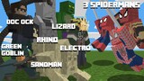 3 Spidermans và Hội 6 Ác nhân Sinister Six - Spiderman No Way Home trong Minecraft