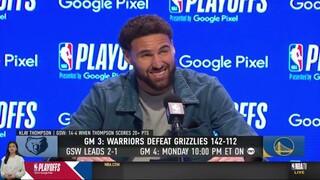 Klay Thompson on Jordan Poole in Warriors win: Beautiful tackling offensively & incredible defended