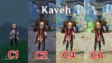 Kaveh C1 vs C2 vs C4 vs C6! Mechanics and DMG Comparison [ Genshin Impact ]
