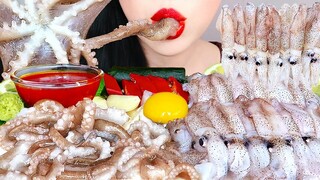 ASMR RAW SEAFOOD MUKBANG 꼴뚜기회, 산낙지회 해산물 먹방 BABY SQUID, OCTOPUS NO TALKING EATING SOUNDS KOREAN