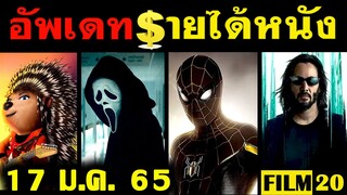 อัพเดทรายได้หนัง Spider Man - Scream - The King's Man - The Matrix 4 - Sing 2 อื่นๆ ณ 17 ม.ค. 65