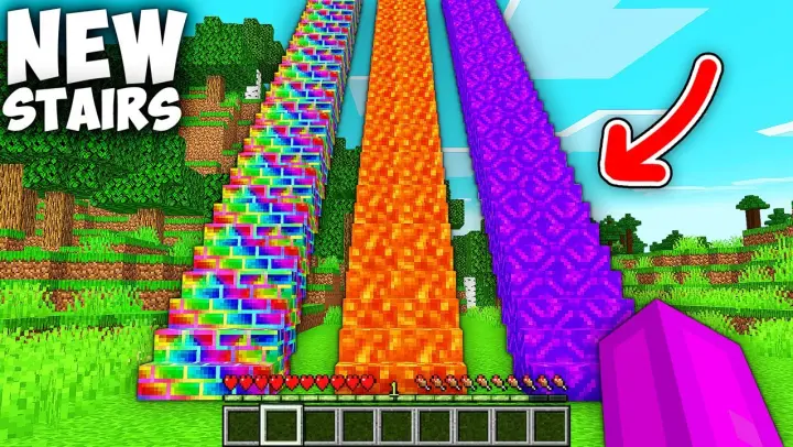 Where do lead NEW SECRET STAIRS in Minecraft? RAINBOW vs LAVA vs PORTAL STAIRS !
