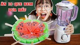 THỬ THÁCH TRỘN 10 QUE KEM DƯA HẤU VÀ ĂN - Hương Vị Kem Cực Kì Ngon ( Watermelon Ice Cream Challenge)