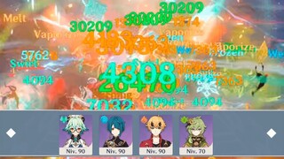 4* Team Dendro Reaction Burgeon Collei Xigqiu Thoma Sucrose I Spiral Abyss Floor 12 genshin impact