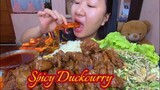 Spicy Duckcurry ( 辣鸭咖喱 ) || Radish Kimchi (萝卜泡菜) with Rice (米) .