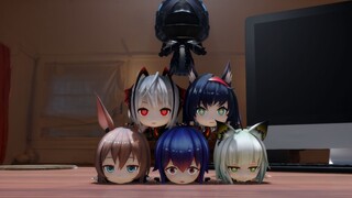 [Arknights MMD] Boneka berkepala besar di atas meja komputer