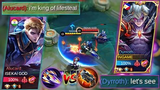 DYRROTH VS ALUCARD TOP GLOBAL 1V1 | WHO IS THE STRONGEST LIFE STEALER? | iNGAME MLBB