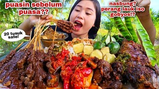 SEBELUM PUASA⁉️ 20 TUSUK SATE NASI BUNGKUS JUMBO LALAPAN JENGKOL PETE MENTAH