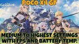 Genshin Impact - Medium to High Settings using Poco X4 GT w/ FPS counter and Battery Temperature