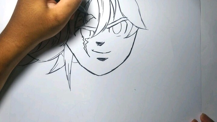 Menggambar Meliodas karakter nanatsu