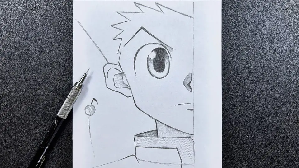 Easy anime sketch | how to draw gon freecss half face step-by-step -  Bilibili