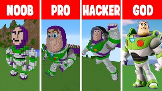 Minecraft NOOB vs PRO vs HACKER vs GOD: BUZZ LIGHTYEAR STATUE HOUSE BUILD CHALLENGE in Minecraft