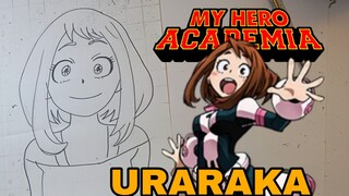 menggambar URARAKA dari anime my hero academia