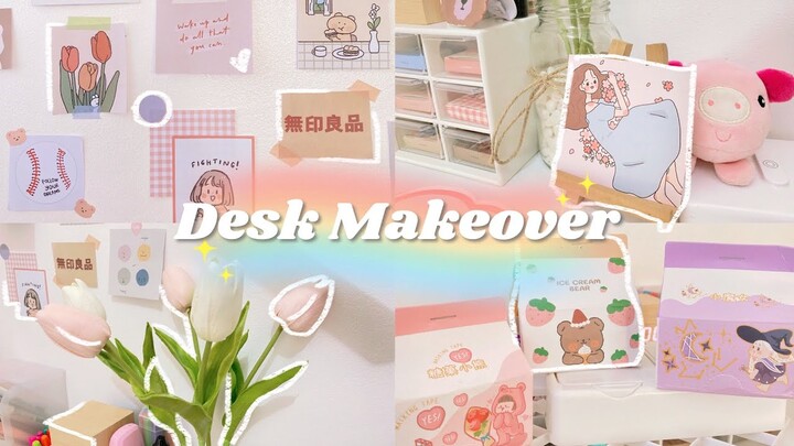 aesthetic desk makeover 🍡🛋 + stationery shopee haul (korean inspired decor, bts lofi)