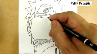 ASMR drawing Naruto ... VERY EASY ,, how to draw NARUTO manga from japa