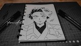 Speed Drawing Anime - Kamado Tanjiro from Kimetsu no Yaiba (Demon Slayer) | YoruArt
