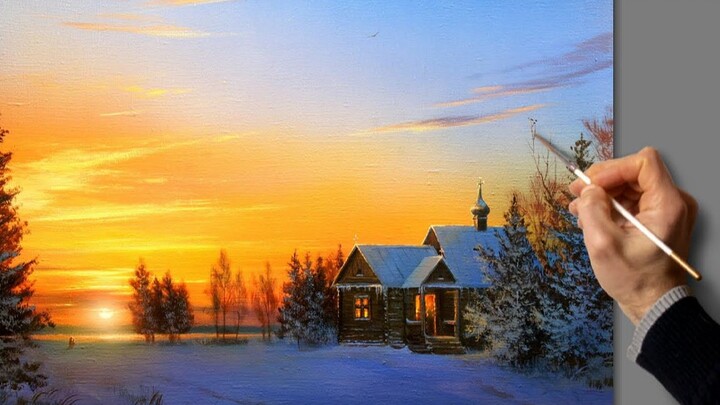 Lukisan akrilik】 Matahari yang hangat di musim dingin adalah cahaya dan penebusan. - pelukis Nikita
