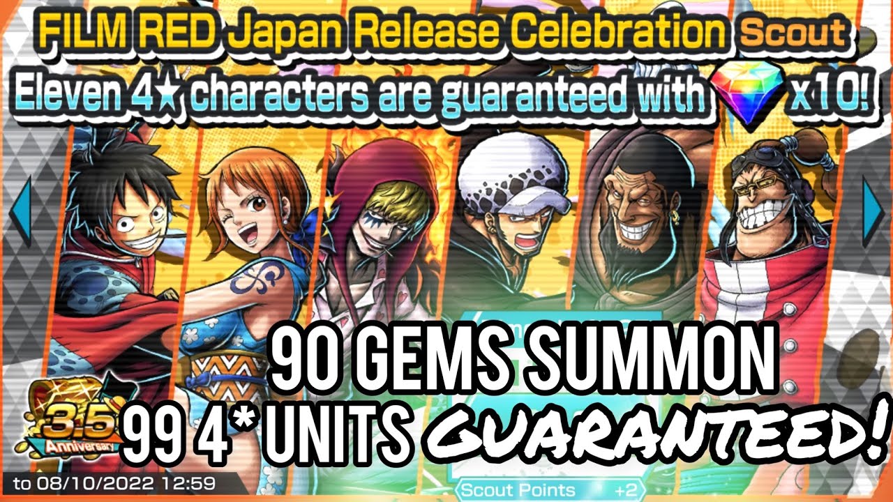 99 Four Stars Guaranteed For 90 Summon But Film Red Japan Release One Piece Bounty Rush Opbr Bilibili