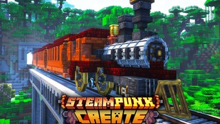 I Built a STEAM TRAIN with CREATE MOD in STEAMPUNK Minecraft