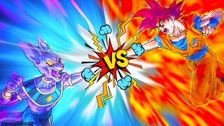 God of destroyer Beerus Vs God Goku Full fight (JemzInGame) | Legend fighter