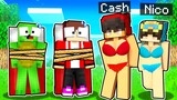 GIRLS NICO AND CASH TIED UP MIKEY AND JJ! Girls Nico and Cash VS Security HOUSE in MINECRAFT!