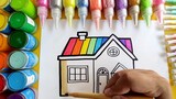Kid's Art Lesson - Drawing a house with a colourful roof, let's learn!