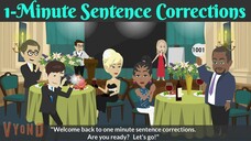 1 Minute Sentence Corrections | English Conversational Practice | Animated Video | Happy Fun English