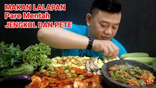 MUKBANG LALAPAN MENTAH JENGKOL BALADO IKAN TONGKOL BALADO PETE NASI KUNING SAMBAL TEMPE #mukbang