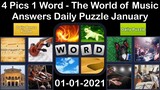 4 Pics 1 Word - The World of Music - 01 January 2021 - Answer Daily Puzzle + Daily Bonus Puzzle