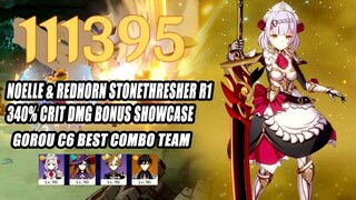 Noelle C6 & Redhorn Stonethresher R1 340% Crit DMG Showcase Floor 12 - 3 Geo Gorou C6