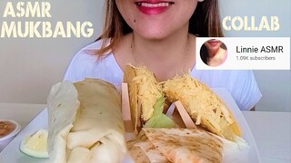 ASMR MUKBANG MEXICAN FOOD STEAK BURRITOS CHEESE QUESADILLAS  CRUNCHY TACOS COLLAB WITH @Linnie ASMR