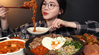 SUB) ! (feat) Bibimbap kimchijjigae mukbang ASMR