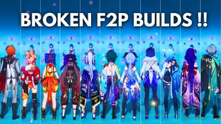 15 F2P Builds in One video Yelan,Ayaka,Childe.....!! [ Genshin Impact ]