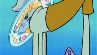 Why does Squidward rub his butt with a plate!!!