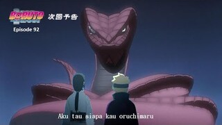 Boruto Episode 92 - Pertemuan Oruchimaru dan Ular Garaga di alam bawah sadar Boruto "Spoiler"