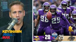 Max Kellerman "gloat" Vikings escape London with 28-25 win as Saints double doink field goal