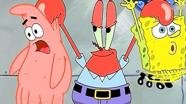 Bikini Bottom is haunted, Mr. Krabs uses a bucket of water to break the trick, SpongeBob and Patrick