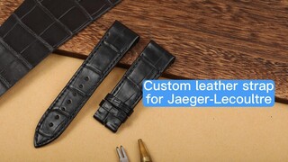 Handmade Black leather watch strap fit for Jaeger Lecoultre Reverso Mens | Drwatchstrap