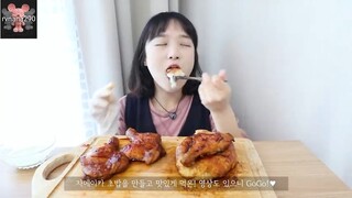 Mukbang đùi gà góc tư #food