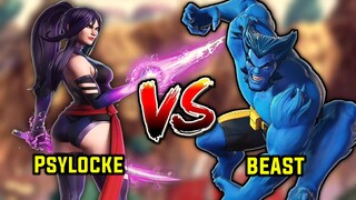 PSYLOCKE VS BEAST | MARVEL SUPER WAR | PSYLOCKE SKILL GUIDE